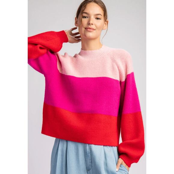 AQUA Colorblock Wool Blend Sweater XL NWT* - Picture 2 of 6